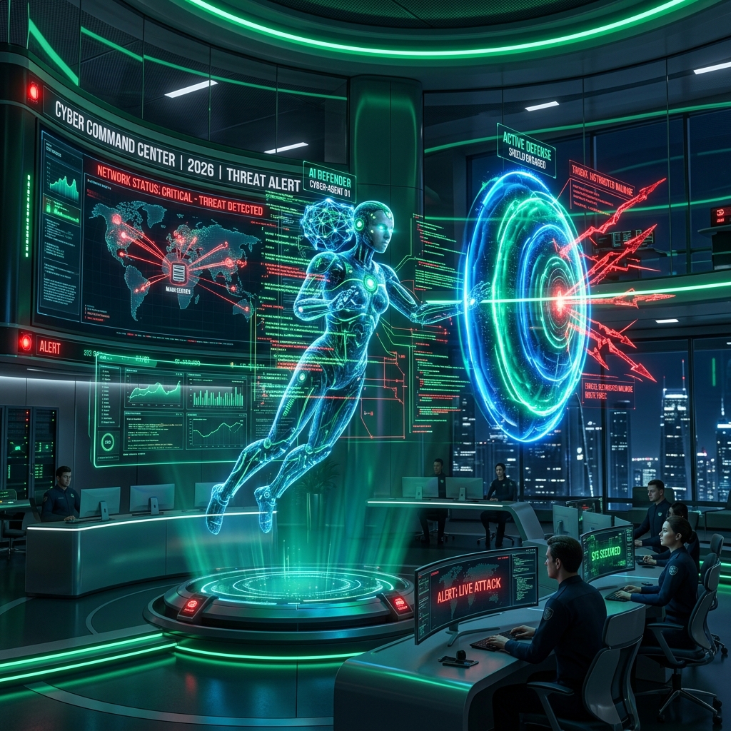 Centro de mando de ciberseguridad con inteligencia artificial en 2026